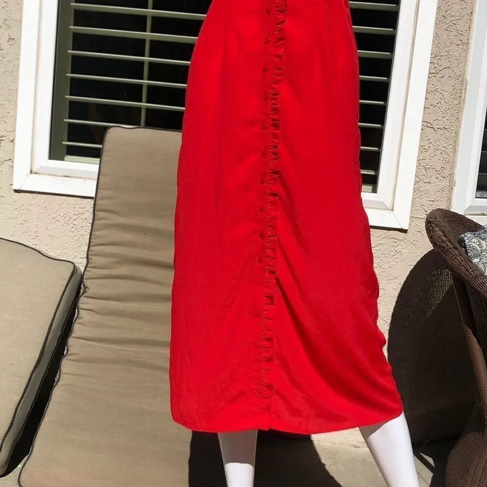 TOPSHOP Red Ruffle Button Down Slipdress Sz 2 - Picture 5 of 11